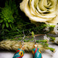 Boucles d'oreilles vertes fleurs- perles africaines krobo