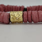 [[ GOLDEN CHAMELEON ]] - pulsera rosa - cuentas krobo africanas