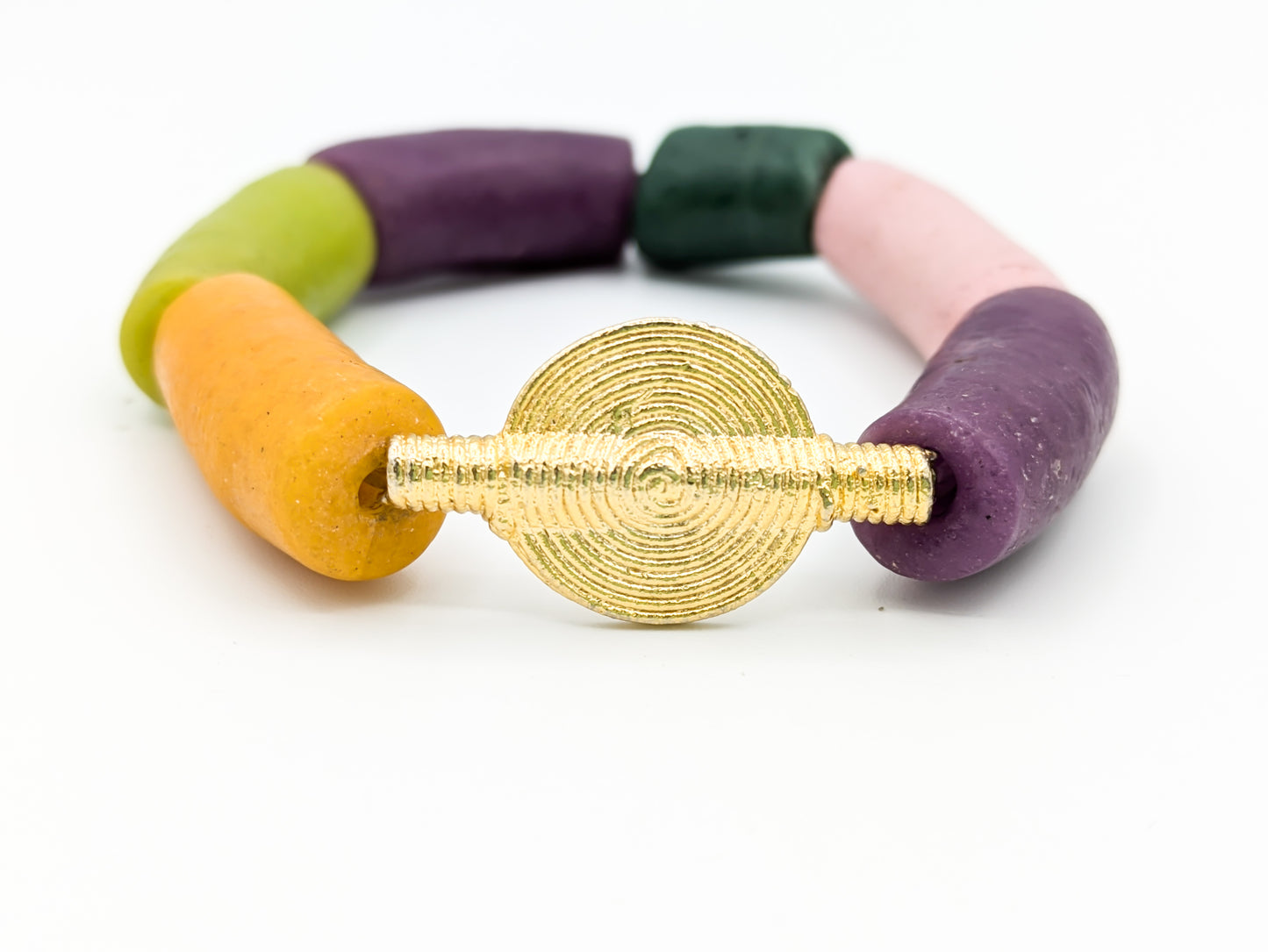 BIGUINE- Bracelet coloré africain en perles Krobo- poids Akan-