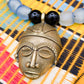 APOGÉE - collier noir tête- moyen- Perles africaines krobo- 13