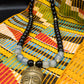 APOGÉE - collier noir tête- moyen- Perles africaines krobo- 13