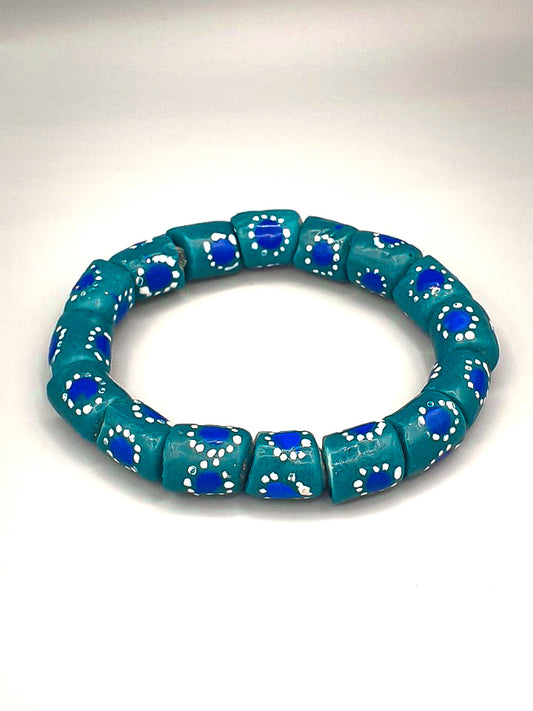 CRI DU PAON- bracelet simple- perles africaines krobo
